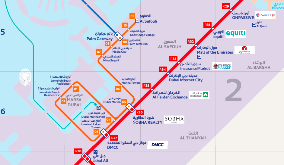 Dubai Tram Route Map